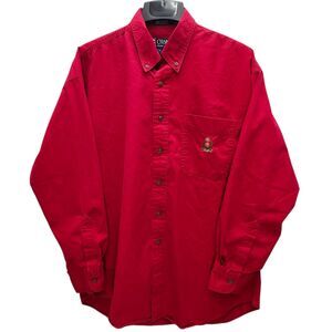 Vintage 90s Chaps Ralph Lauren Button Down Shirt Mens Large Red Crest Casual